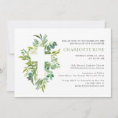 Elegant Waterverf Floral Cross Baptisme Kaart (Voorkant)