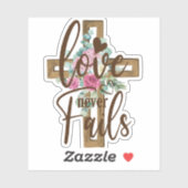 Elegant Waterverf Floral Cross Love mislukt nooit Sticker (Vel)