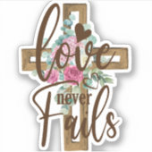 Elegant Waterverf Floral Cross Love mislukt nooit Sticker (Voorkant)