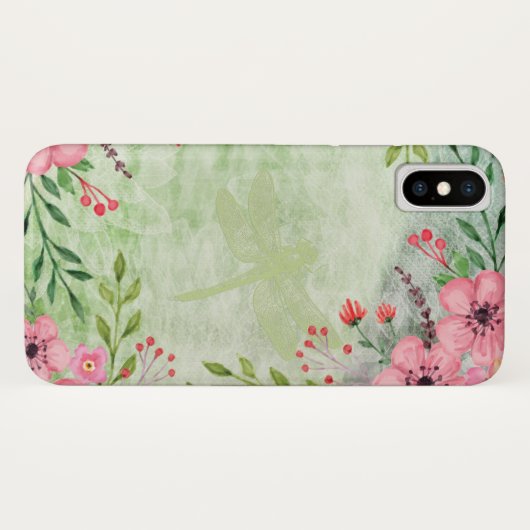 Elegant Waterverf Floral Dragonfly Art Case-Mate iPhone Case (Achterkant (horizontaal))
