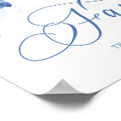 Elegant Waterverf Floral Dusty Blue Favors Sign Poster (Hoek)