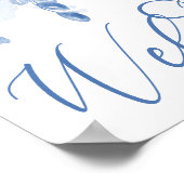 Elegant Waterverf Floral Dusty Blue Welcome Sign Poster (Hoek)