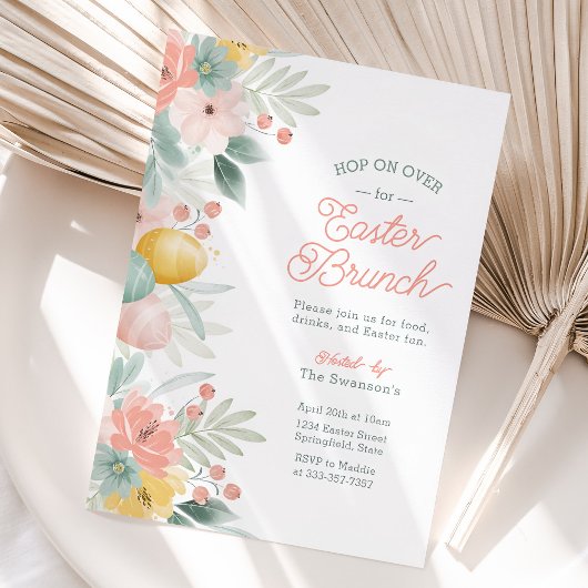 Elegant Waterverf Floral Easter Brunch Uitnodiging