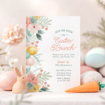 Elegant Waterverf Floral Easter Brunch Uitnodiging