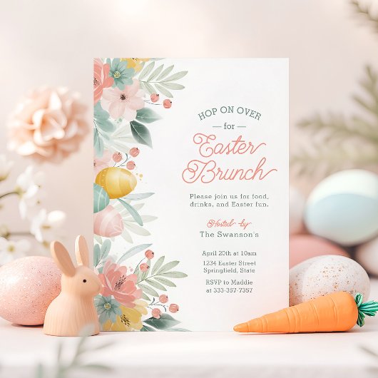 Elegant Waterverf Floral Easter Brunch Uitnodiging