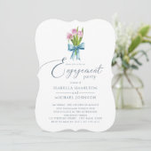 Elegant Waterverf Floral Engagement Party Kaart (Staand voorkant)