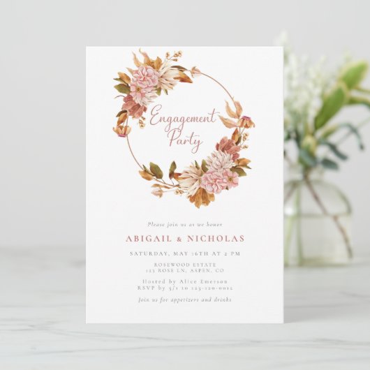 Elegant Waterverf Floral Engagement Party Kaart (Staand voorkant)