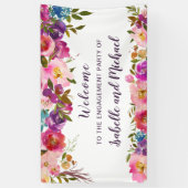 Elegant Waterverf Floral Engagement Party Welkom Spandoek (Verticaal)