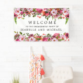 Elegant Waterverf Floral Engagement Party Welkom Spandoek (Insitu)