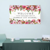 Elegant Waterverf Floral Engagement Party Welkom Spandoek (Beurs)