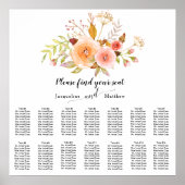 Elegant Waterverf Floral Foliage Sezing Chart Poster (Voorkant)