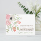 Elegant Waterverf Floral Funeral Bereavement Bedankkaart (Staand voorkant)