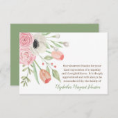 Elegant Waterverf Floral Funeral Bereavement Bedankkaart (Voorkant / Achterkant)