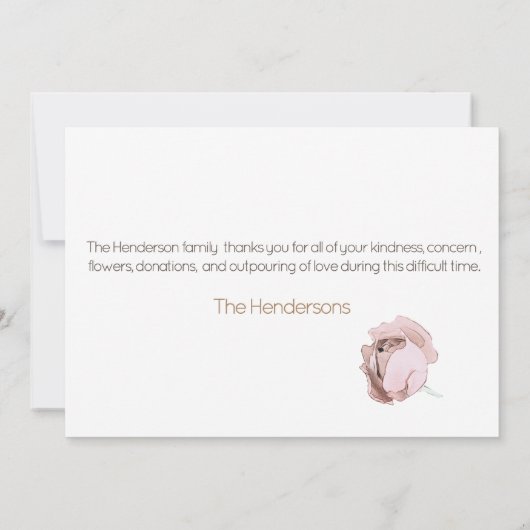 Elegant Waterverf Floral Funeral Hartelijk dank Bedankkaart (Achterkant)