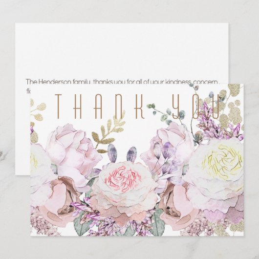 Elegant Waterverf Floral Funeral Hartelijk dank Bedankkaart (Voorkant / Achterkant)