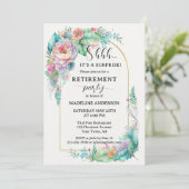 Elegant Waterverf Floral Gold Retirement Kaart (Staand voorkant)