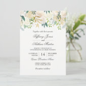 Elegant Waterverf Floral Gold Wedding Invitation Kaart (Staand voorkant)