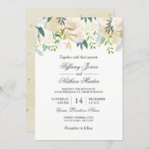 Elegant Waterverf Floral Gold Wedding Invitation