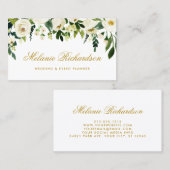 Elegant Waterverf Floral Green Gold Visitekaartje (Voorkant / Achterkant)