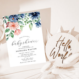 Elegant Waterverf Floral, Greenery Baby shower Kaart