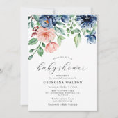 Elegant Waterverf Floral, Greenery Baby shower Kaart (Voorkant)
