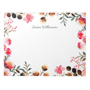 Elegant Waterverf Floral Greenery Personalized Notitieblok