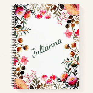 Elegant Waterverf Floral Greenery Personalized Notitieboek