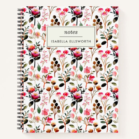 Elegant Waterverf Floral Greenery Personalized Notitieboek (Voorkant)