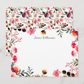 Elegant Waterverf Floral Greenery Personalized Notitiekaartje (Voorkant / Achterkant)