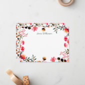 Elegant Waterverf Floral Greenery Personalized Notitiekaartje (Voorkant / Achterkant in situ)