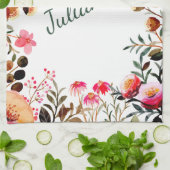 Elegant Waterverf Floral Greenery Personalized Theedoek (Gevouwen)