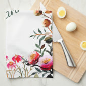 Elegant Waterverf Floral Greenery Personalized Theedoek (Quarter Fold)