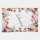Elegant Waterverf Floral Greenery Personalized Theedoek (Horizontaal)