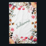 Elegant Waterverf Floral Greenery Personalized Theedoek<br><div class="desc">Elegant Waterverf Floral Greenery Specialized Kitchen Towel</div>