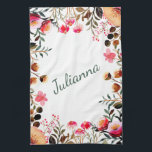 Elegant Waterverf Floral Greenery Personalized Theedoek<br><div class="desc">Elegant Waterverf Floral Greenery Specialized Kitchen Towel</div>