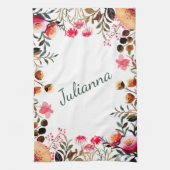 Elegant Waterverf Floral Greenery Personalized Theedoek (Verticaal)