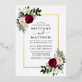 Elegant Waterverf Floral Greenery Wedding Gold Folie Uitnodiging