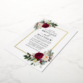Elegant Waterverf Floral Greenery Wedding Gold Folie Uitnodiging (Gedraaid)