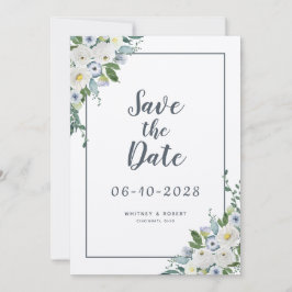 Elegant Waterverf Floral Greenery Wedding Grey Save The Date