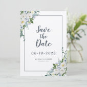 Elegant Waterverf Floral Greenery Wedding Grey Save The Date (Staand voorkant)