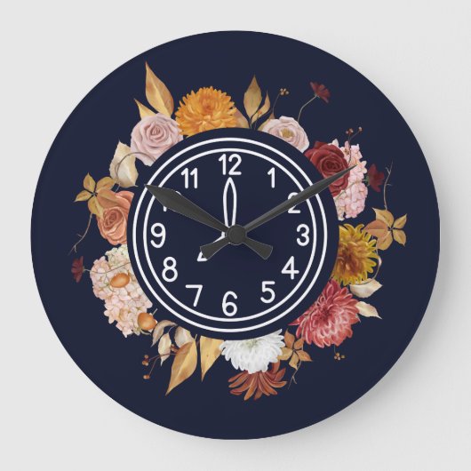 Elegant Waterverf Floral Grote Klok (Voorkant)