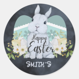Elegant Waterverf Floral - Happy Easter Ronde Sticker