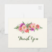 Elegant Waterverf Floral Hartelijk dank Briefkaart (Voorkant / Achterkant)