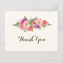 Elegant Waterverf Floral Hartelijk dank Briefkaart