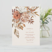 Elegant Waterverf Floral herfst Winter Wedding Kaart (Staand voorkant)