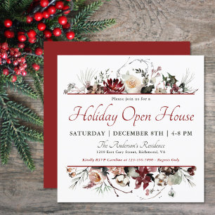 Elegant Waterverf Floral Holiday Open House Kaart