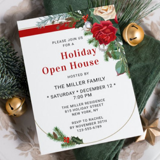 Elegant Waterverf Floral Holiday Open House Kaart