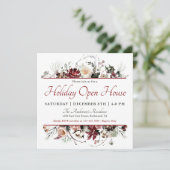 Elegant Waterverf Floral Holiday Open House Kaart (Staand voorkant)