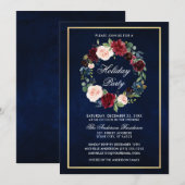 Elegant Waterverf Floral Holiday Party Gold Kaart (Voorkant / Achterkant)