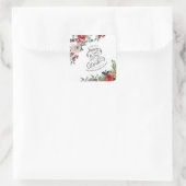 Elegant Waterverf Floral Holly Merry kerst Vierkante Sticker (Tas)